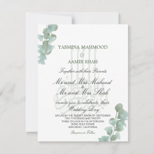 Bismillah Islamischer Eukalyptus Elegant Wedding Einladung