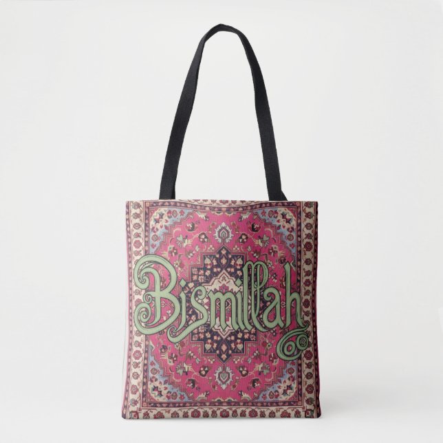 Bismillah pink and green tote Bag Persian (Devant)