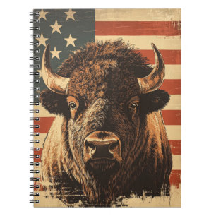 Bison American Flag Vintag Notizblock