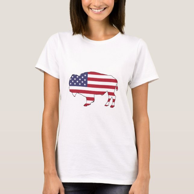 Bison - amerikanische Flagge T-Shirt (Vorderseite)