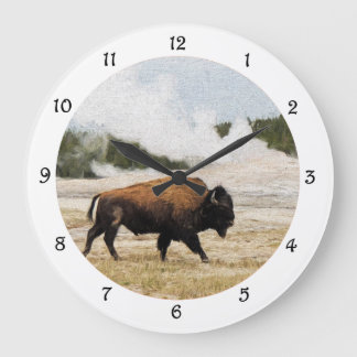 Bison and Old Faithful Wall Clock Große Wanduhr