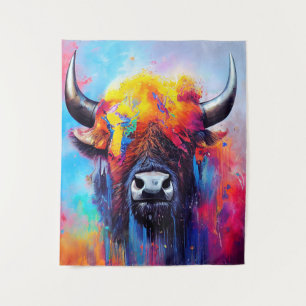 Bison Animal Discovery Adventure Nature Planet Wandteppich