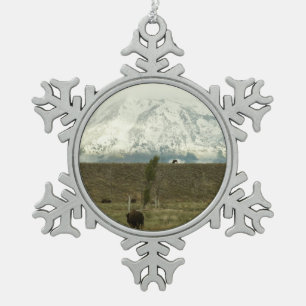 Bison at Grand Teton Nationalpark Fotografie Schneeflocken Zinn-Ornament