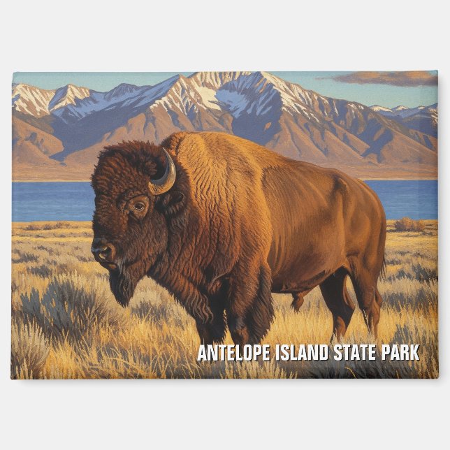 Bison auf der Insel Antelope Staat Park Utah Magnet (Vorderseite)