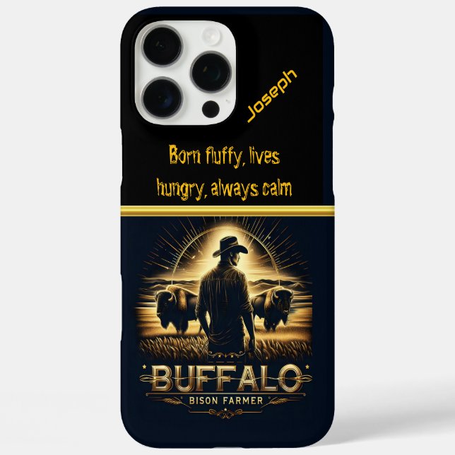 Bison Bauer bei Sonnenuntergang iPhone 16 Pro Max Hülle (Rückseite)