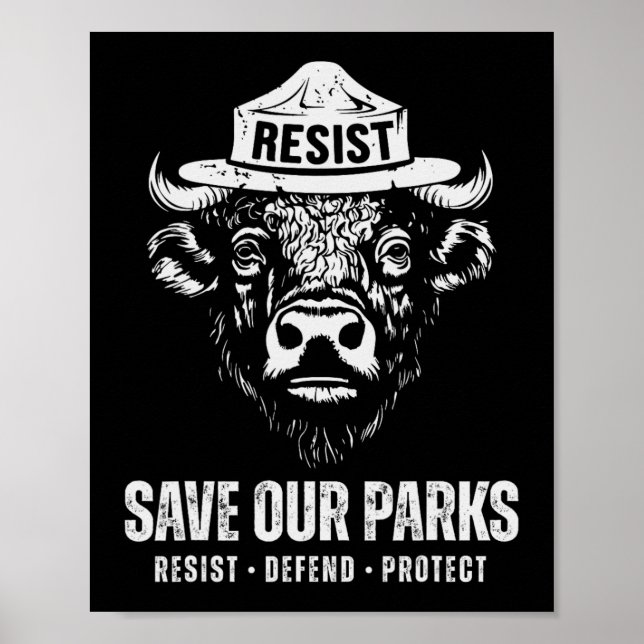 Bison Bear Rettete unser Park gegen Trump Men Wome Poster (Vorne)