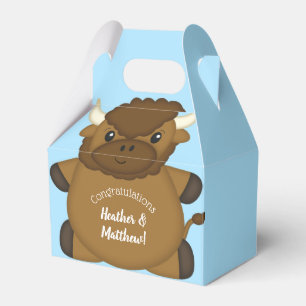 Bison Buffalo Baby Dusche Blue Geschenkschachtel
