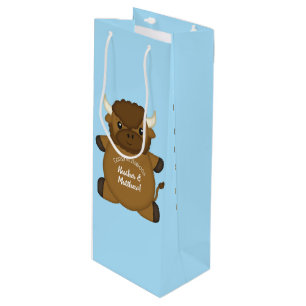 Bison Buffalo Baby Dusche Blue Geschenktüte Für Weinflaschen