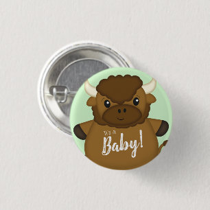 Bison Buffalo Baby Dusche Button