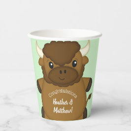 Bison Buffalo Baby Dusche Grün Pappbecher