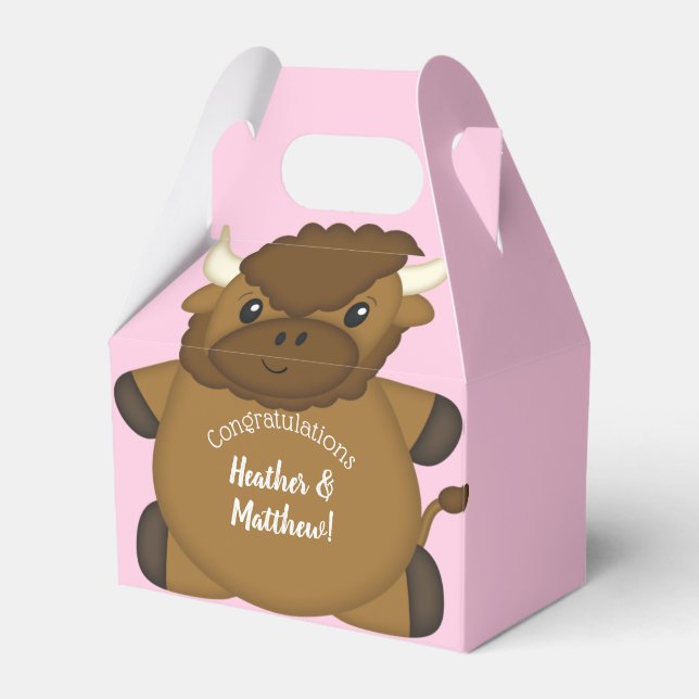 Bison Buffalo Baby Dusche Rosa Geschenkschachtel (Vorderseite)