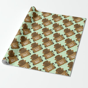 Bison Buffalo Baby Shower Green Geschenkpapier