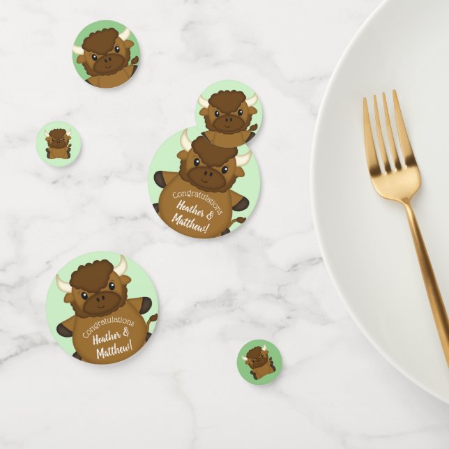 Bison Buffalo Baby Shower Green Konfetti (Gruppe)