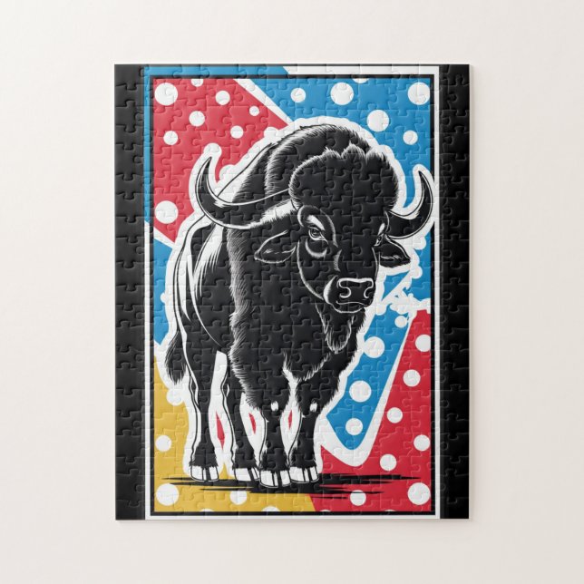 Bison - Buffalo Pop Art Vintag Retro (Vertikal)