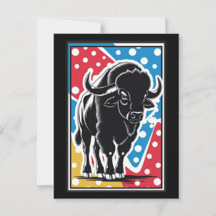 Bison - Buffalo Pop Art Vintag Retro Postkarte