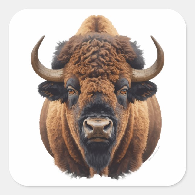 Bison / Buffalo Quadratischer Aufkleber (Vorderseite)