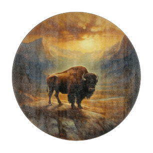 Bison Buffalo Sunset View Schneidebrett