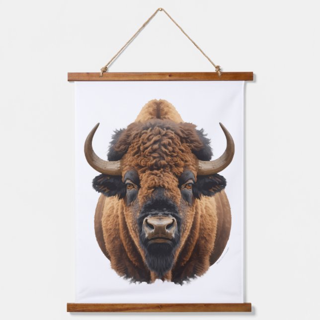 Bison / Buffalo Wandteppich Mit Holzrahmen (Vorderseite)