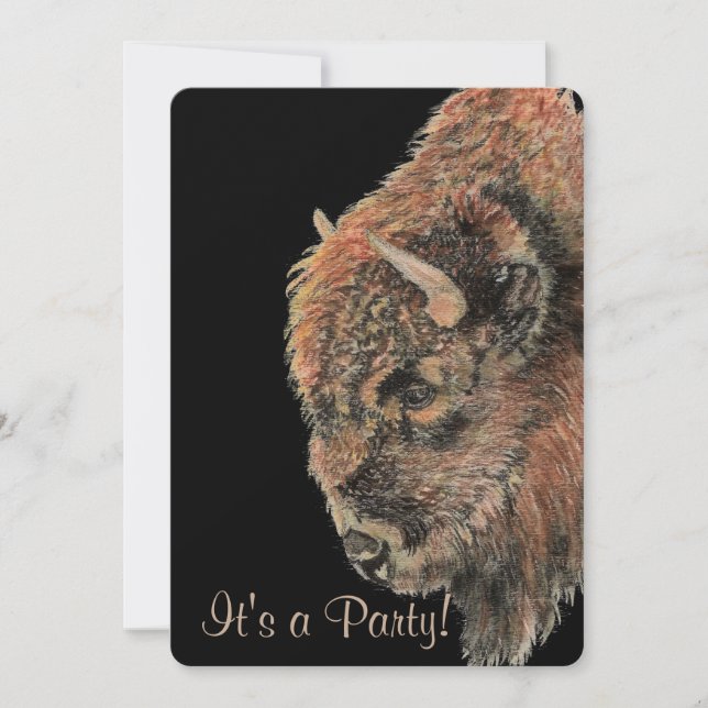 Bison Buffalo Wildlife Nature Kunst, Dichtung und  Einladung (Vorderseite)