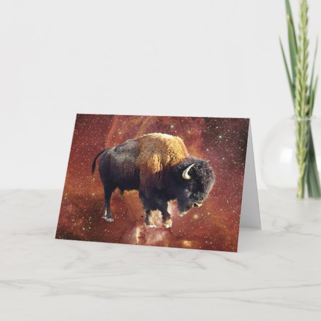 Bison Buffalo Wildlife Weltraum Grußkarte Karte (Vorderseite)