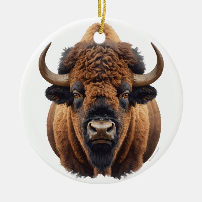 Bison / Büffel Keramik Ornament (Vorne)