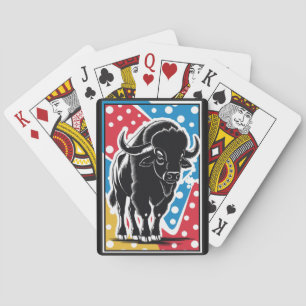 Bison - Büffel Pop Art Vintage Retro Spielkarten