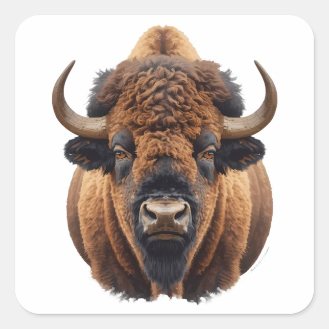 Bison / Büffel Quadratischer Aufkleber (Vorderseite)