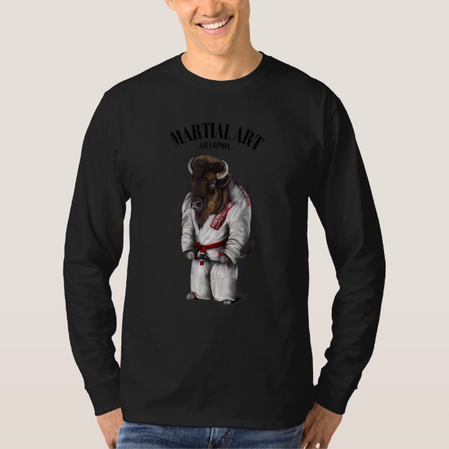 Bison Bull Judo Karate Master in White Judogi T-Shirt (Vorderseite)