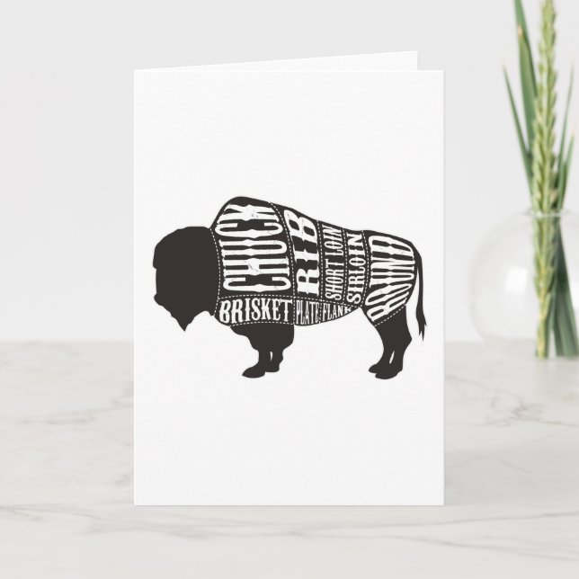Bison Butcher Cut Pieces Of Meat Karte (Vorderseite)