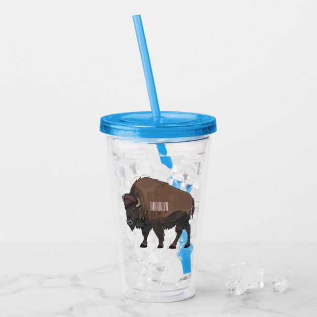 Bison-Cartoon-Abbildung Acryltrinkbecher (Vorderseite Ice)