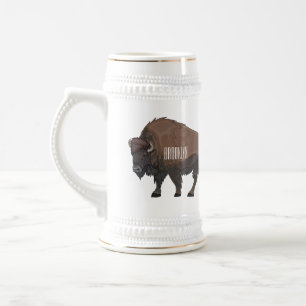 Bison-Cartoon-Abbildung Bierglas