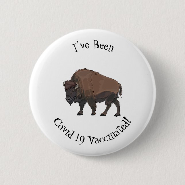 Bison-Cartoon-Abbildung Button (Vorderseite)