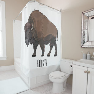 Bison-Cartoon-Abbildung Duschvorhang