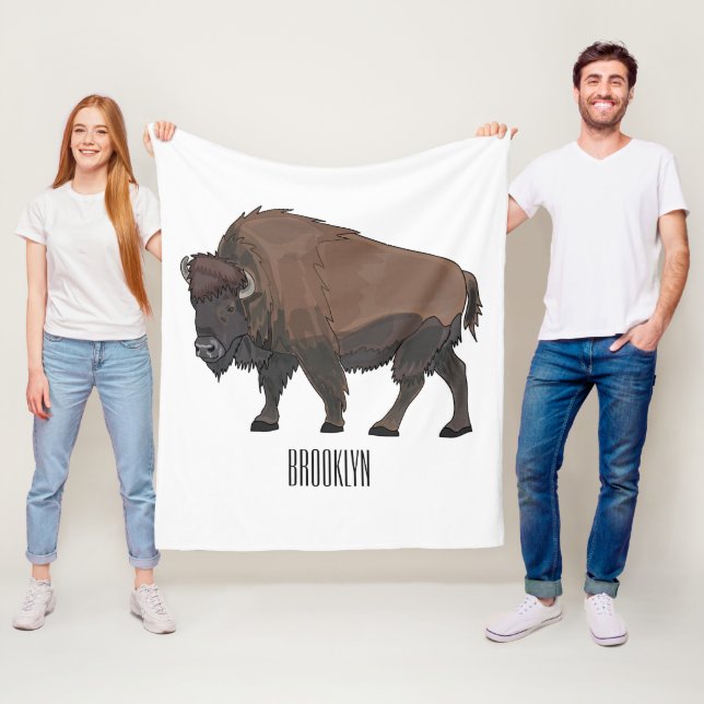 Bison-Cartoon-Abbildung Fleecedecke (Beispiel)