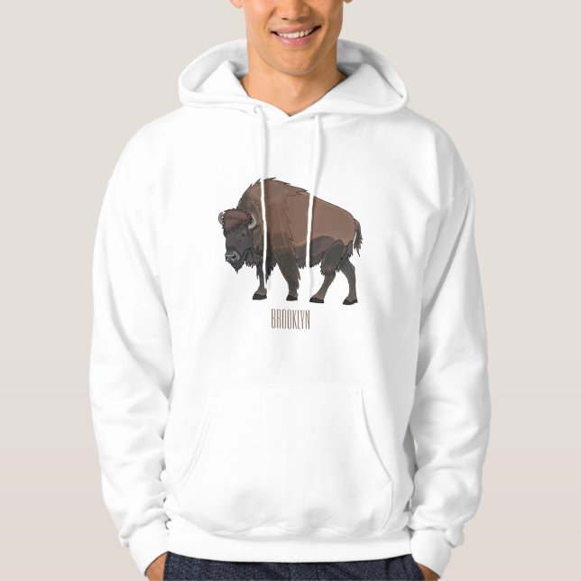 Bison-Cartoon-Abbildung Hoodie (Vorderseite)