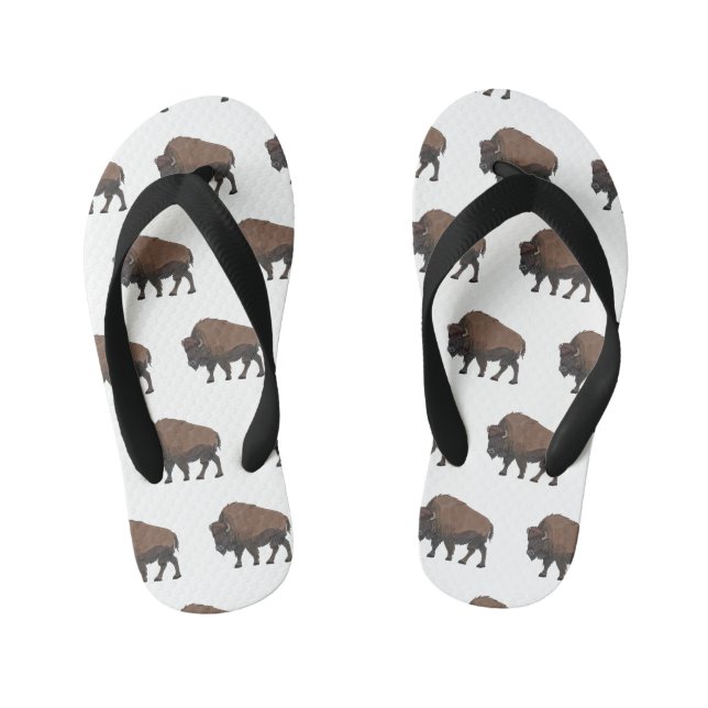 Bison-Cartoon-Abbildung Kinderbadesandalen (Fußbett)