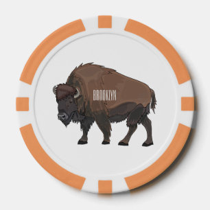Bison-Cartoon-Abbildung Pokerchips