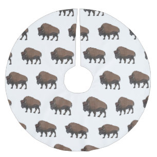 Bison-Cartoon-Abbildung Polyester Weihnachtsbaumdecke