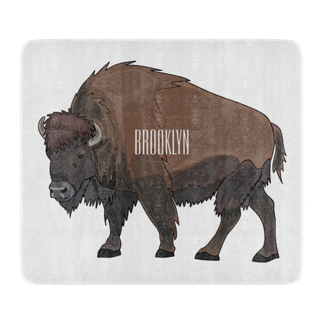 Bison-Cartoon-Abbildung Schneidebrett (Vorderseite)