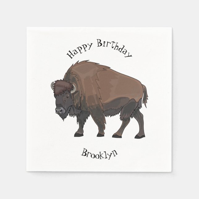 Bison-Cartoon-Abbildung Serviette (Vorderseite)