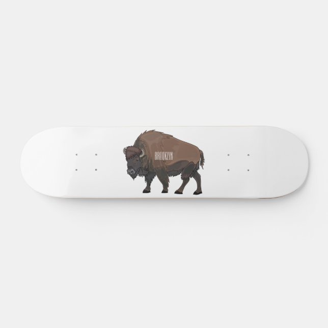 Bison-Cartoon-Abbildung Skateboard (Horizontal)