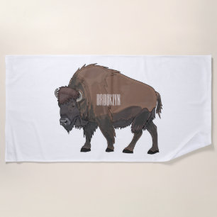 Bison-Cartoon-Abbildung Strandtuch