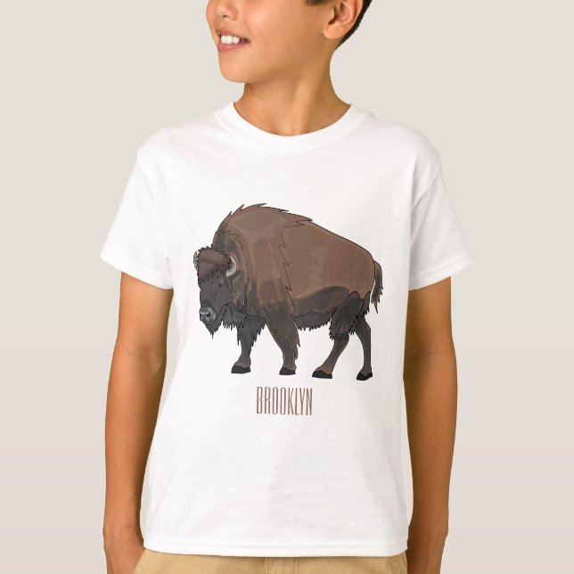 Bison-Cartoon-Abbildung T-Shirt (Vorderseite)