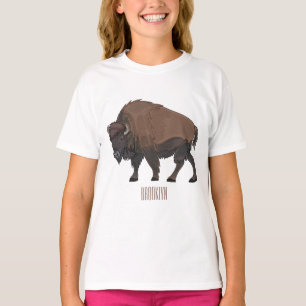 Bison Cartoon-Illustration T-Shirt