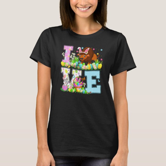 Bison Easter Egg Hunt Funny Liebe Bison Osterfest  T-Shirt (Vorderseite)