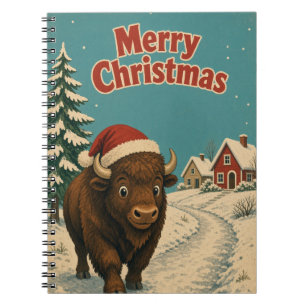 Bison Eisiger Pfad Tier Weihnachten Notizblock