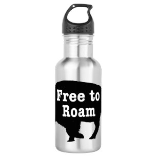 Bison free to roam edelstahlflasche