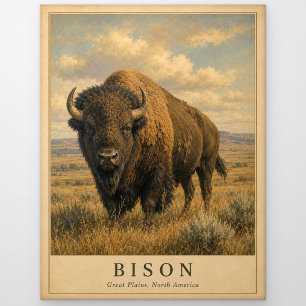 Bison Great Plains VINTAGE Postkarte