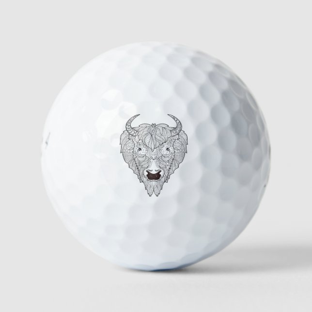 Bison Head Doodle Golfball (Vorderseite)