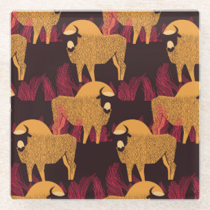 Bison High Grass: Feldmuster. Glasuntersetzer